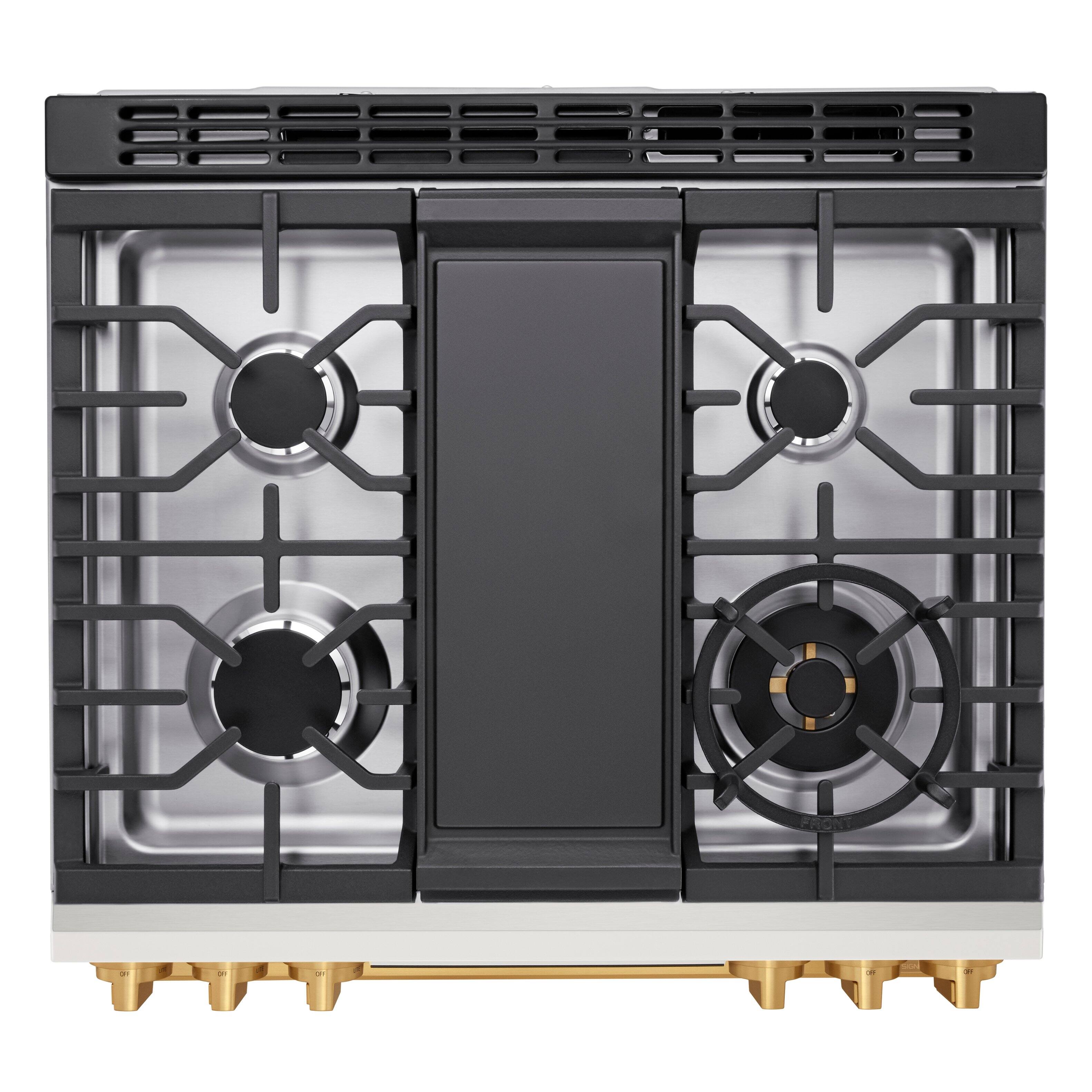 Alt View 18. LG - SIGNATURE 30-in Wide 6.3 Cu. Ft. Slide-In Gas True Convection Smart Range with EasyClean and 6.8-in Color LCD Screen - Essence White.