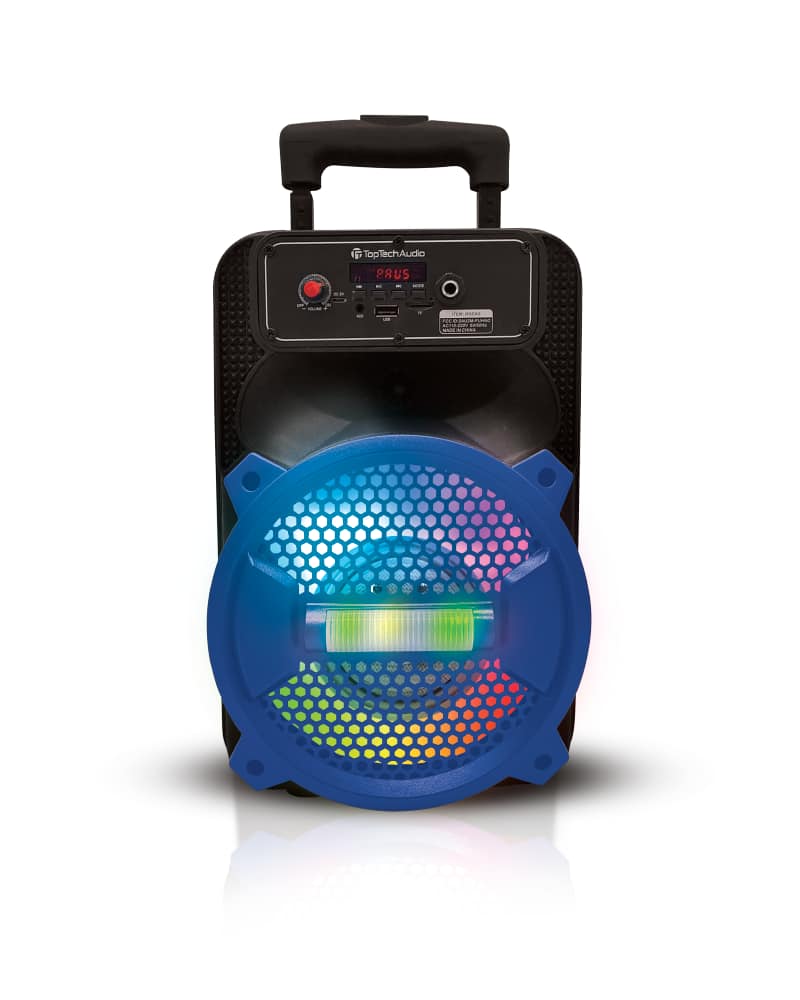 TopTech - Rock-8, 1500W Portable Bluetooth Speaker with Disco Lights & Microphone - Blue