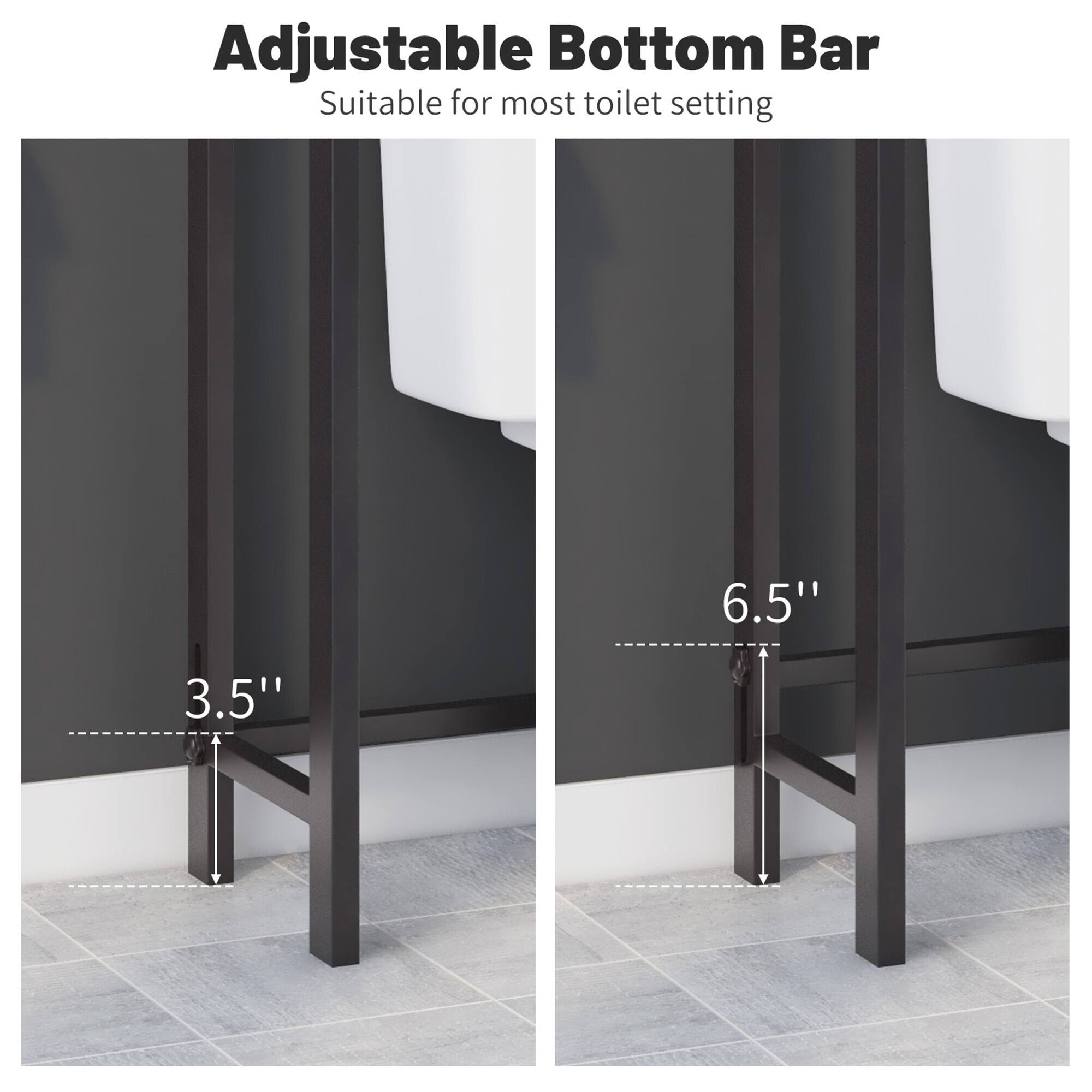 Adjustable Bottom Bar  
Suitable for most toilet setting  
6.5"  
3.5"