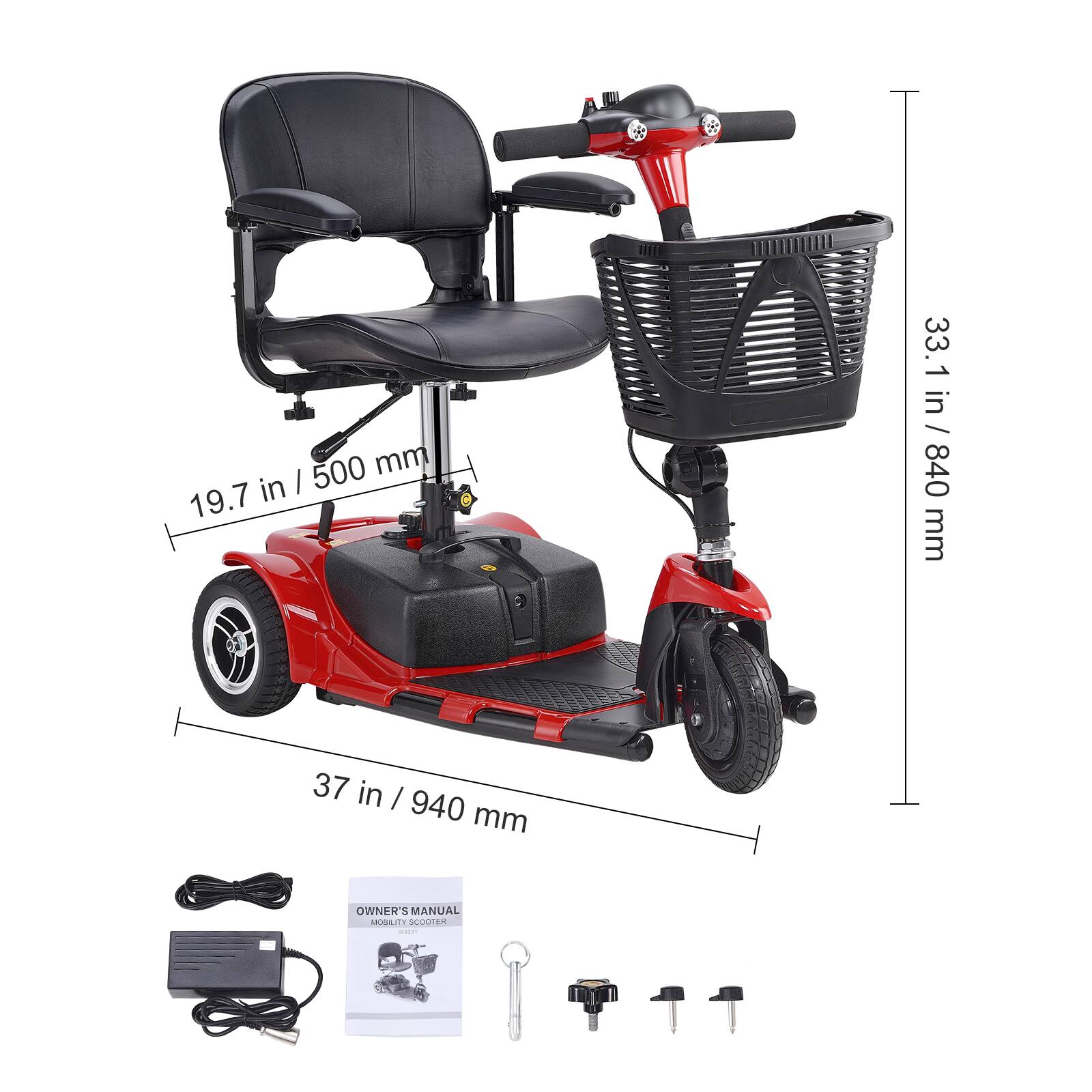 - 19.7 in / 500 mm
- 33.1 in / 840 mm
- 37 in / 940 mm

OWNER'S MANUAL