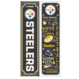 Evergreen Enterprises - Pittsburgh Steelers 47" Double Sided Winter Leaner Fan Sign - Multicolor