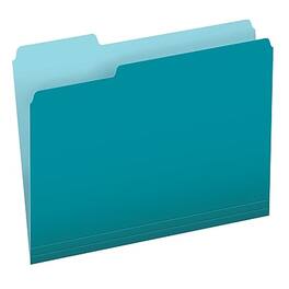 Pendaflex - Recycled File Folder, 2/5-Cut Tab, Letter Size, 100/Box (42101/3AQU) - Aqua