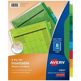 Avery - Big Tab Insertable Plastic Divider, 8 Tabs, 1 Set - Multicolor