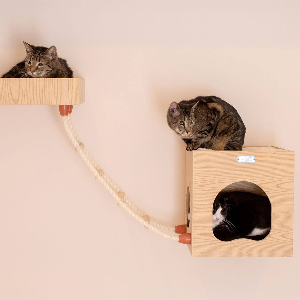 Left. Armarkat - Real Wood Wall Series Soft Ladder - Beige.