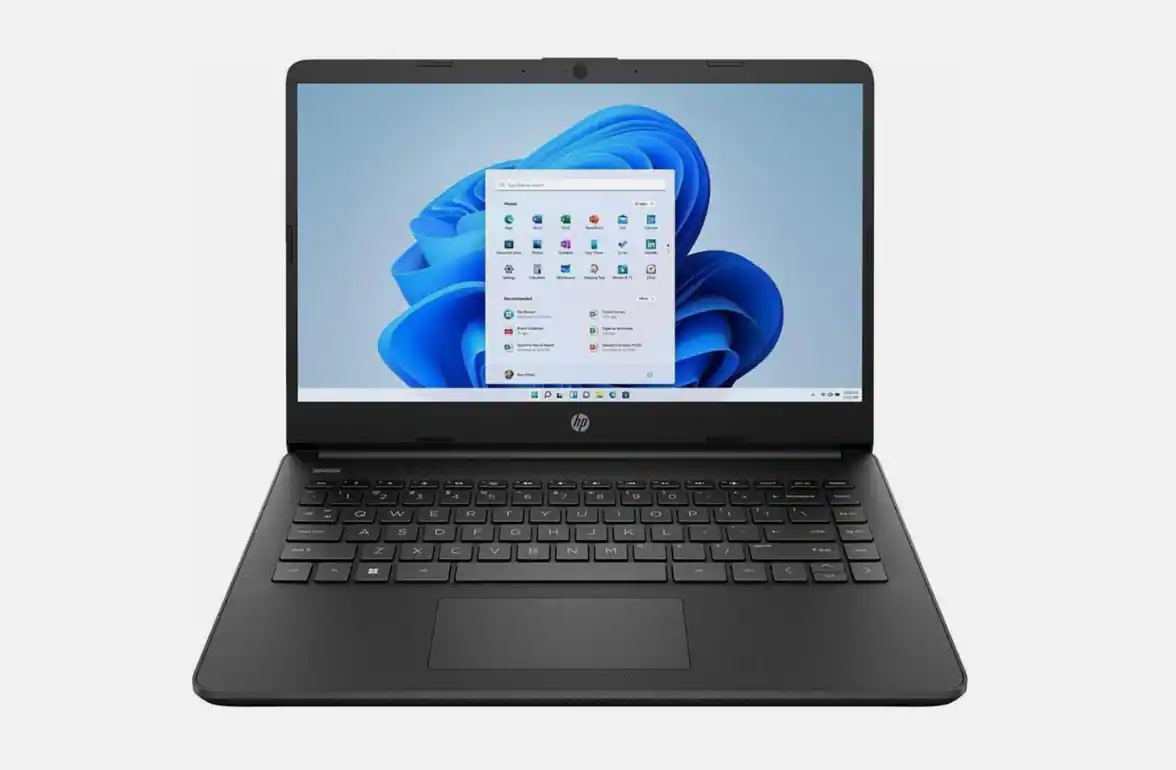 Front. HP - Hp 14-dq3110nr 14" HD Laptop, Intel Celeron N4500 ,Windows 11 Home S Mode, Jet Black - Black.