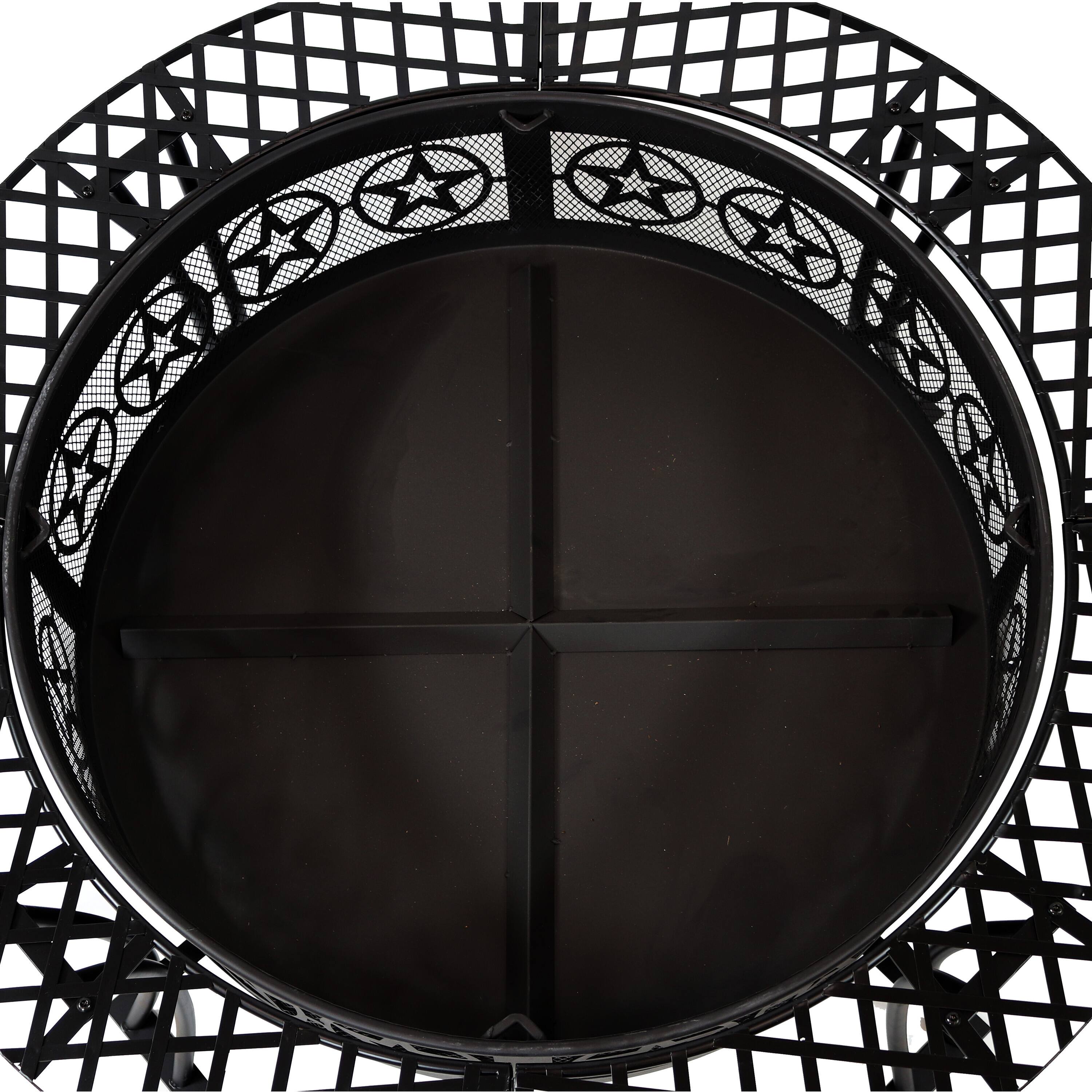 Alt View 4. Sunnydaze - 40 in Four Star Steel Fire Pit with Spark Screen and Poker - Black.