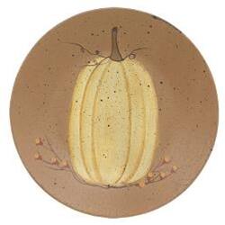 Back. BreeBe - Classic Pumpkin Plate 3 Asstd. - Cream, Light Orange, Dark Orange.