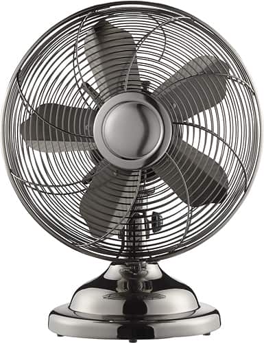 Insignia™ - 12" Retro Table Fan - Gunmetal - Larger Front