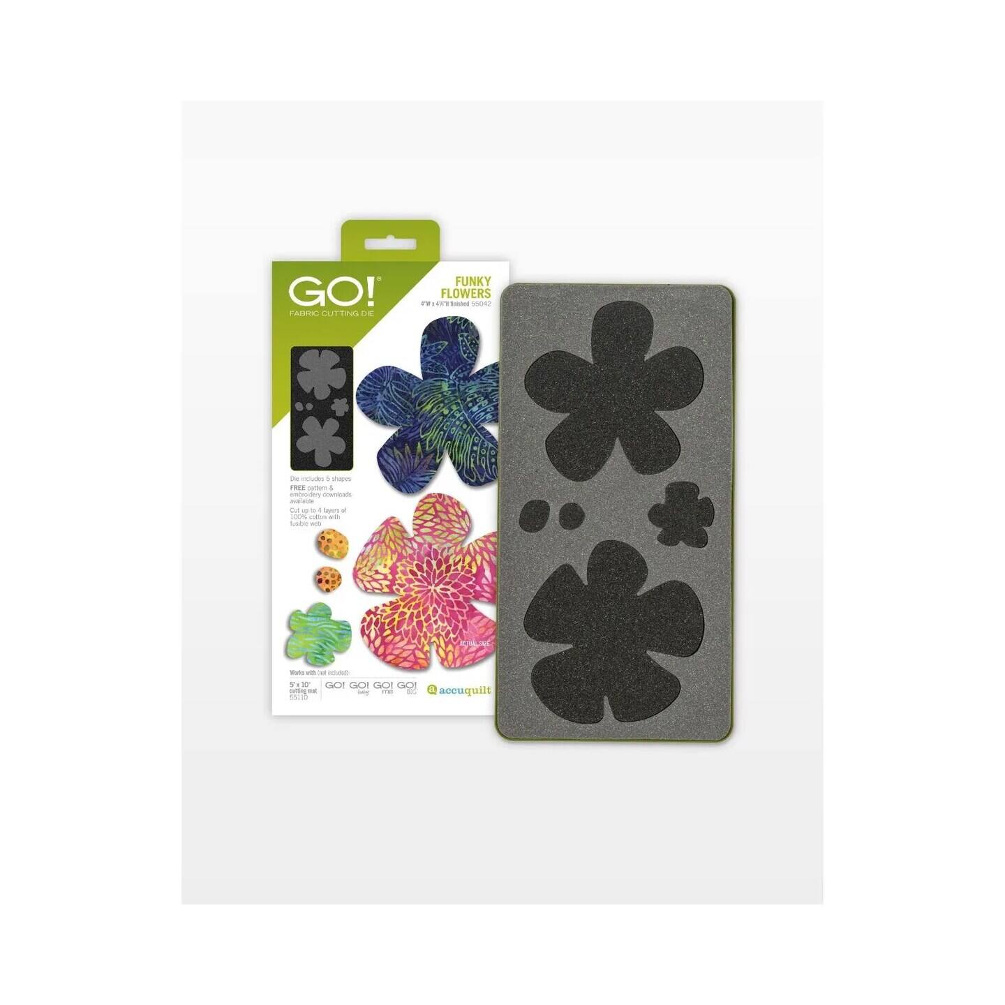 GO! FABRIC CUTTING DIE FUNKY FLOWERS - 5x10cm - 500g - 10 pieces - 10% off - 100% cotton - GO! GO! GO! - accuquilt