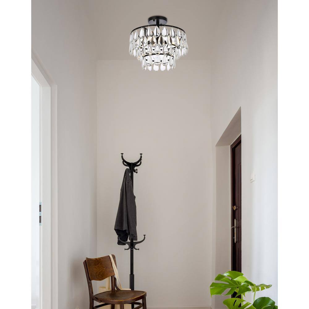 Angle. Elegant Lighting - Mila 14 inch flush mount in black - Black.