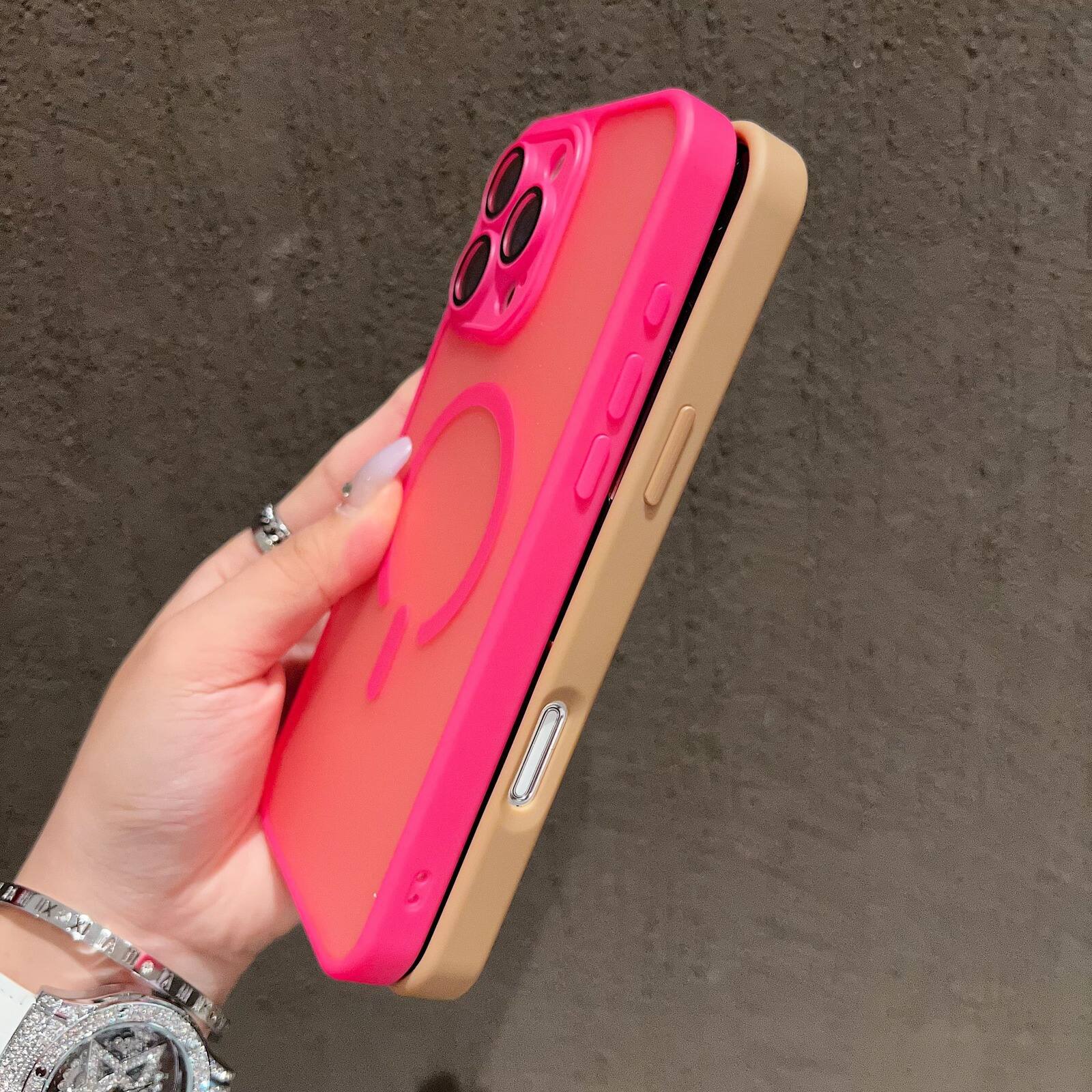 Back. UUCOVER - For Apple iPhone 16 Pro Max Magnetic Case with Built-in Camera Lens Protector Cover, Compatible with MagSafe Matte Cover - White.