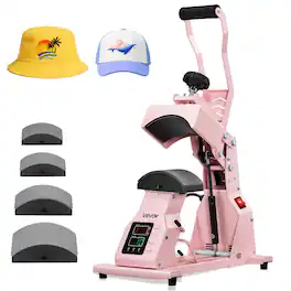 VEVOR - Hat Heat Press Machine, with 4pcs Interchangeable Platens, Precise Temperature and Time Control - Pink