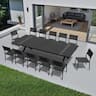 Crestlive Products - 13pc Patio Dining Set Aluminum Rectangle Table 12 Stackable Stationary Chairs No Armrest - Black-13PC
