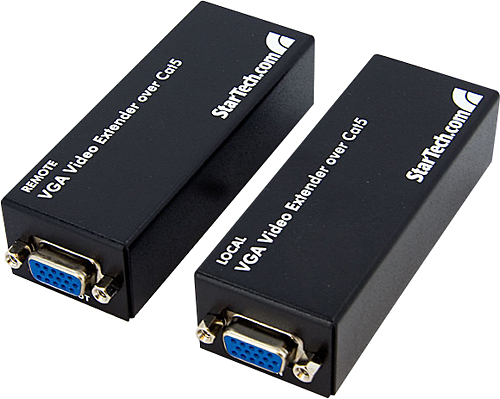 Angle View: StarTech.com - Point-to-Point VGA Video Extender Over Cat-5 Kit - Black