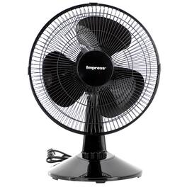 Impress - 12 Inch 3 Speed Oscillating Table Fan - Black
