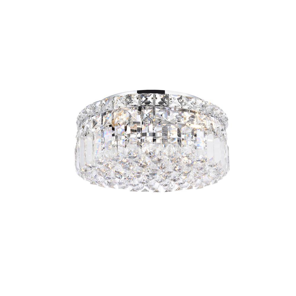 Angle. Elegant Lighting - Maxime 4 light Chrome Flush Mount Clear Royal Cut Crystal - Chrome.