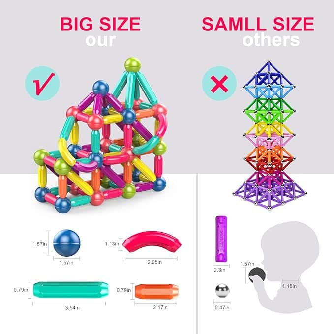Contixo ST2 Magnetic Stix – 68 Piece Colorful 3D Building Set for