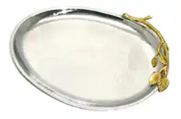 Jiallo - Elegance Gilt leaf oval platter - Silver, Multi Color