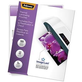 Fellowes - ImageLast Thermal Laminating Pouches, Letter Size, 3 Mil, 100/Pack - Clear