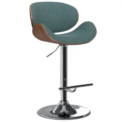 Front. Simpli Home - Marana Mid Century Modern Bentwood Adjustable Height Gas Lift Bar Stool - Light Turquoise Blue.