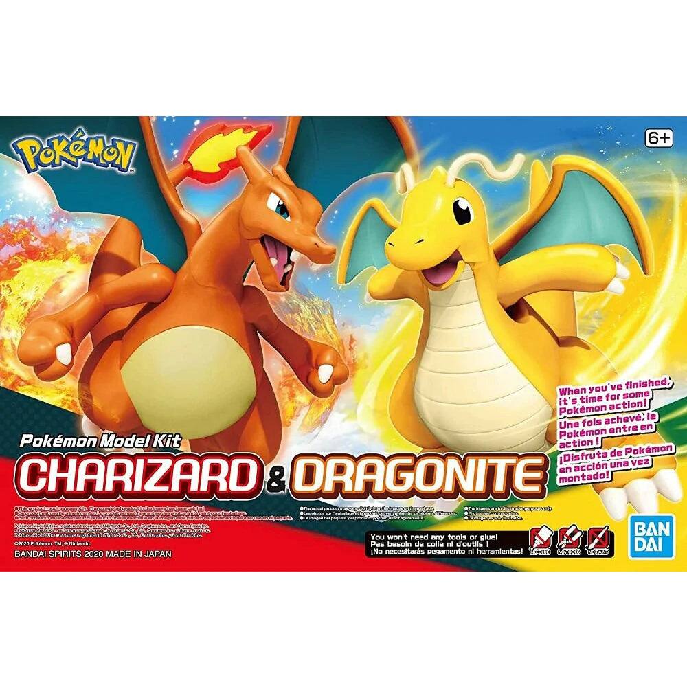 Pokémon 6+ you've finished, When some it's time for Pokémon action!  
Achieve: le Une fois entre en Model Kit Pokémon Pokémon action I de Pokémon Disfruta vez acción una en CHARIZARD & DRAGONITE montado!  
SIANS BANDAI SPIRITS 2020 MADE IN JAPAN  
You won't need any tools or glue! Pas besoin de colle ni d'outils! No necesitarás pegamento ni herramientas!