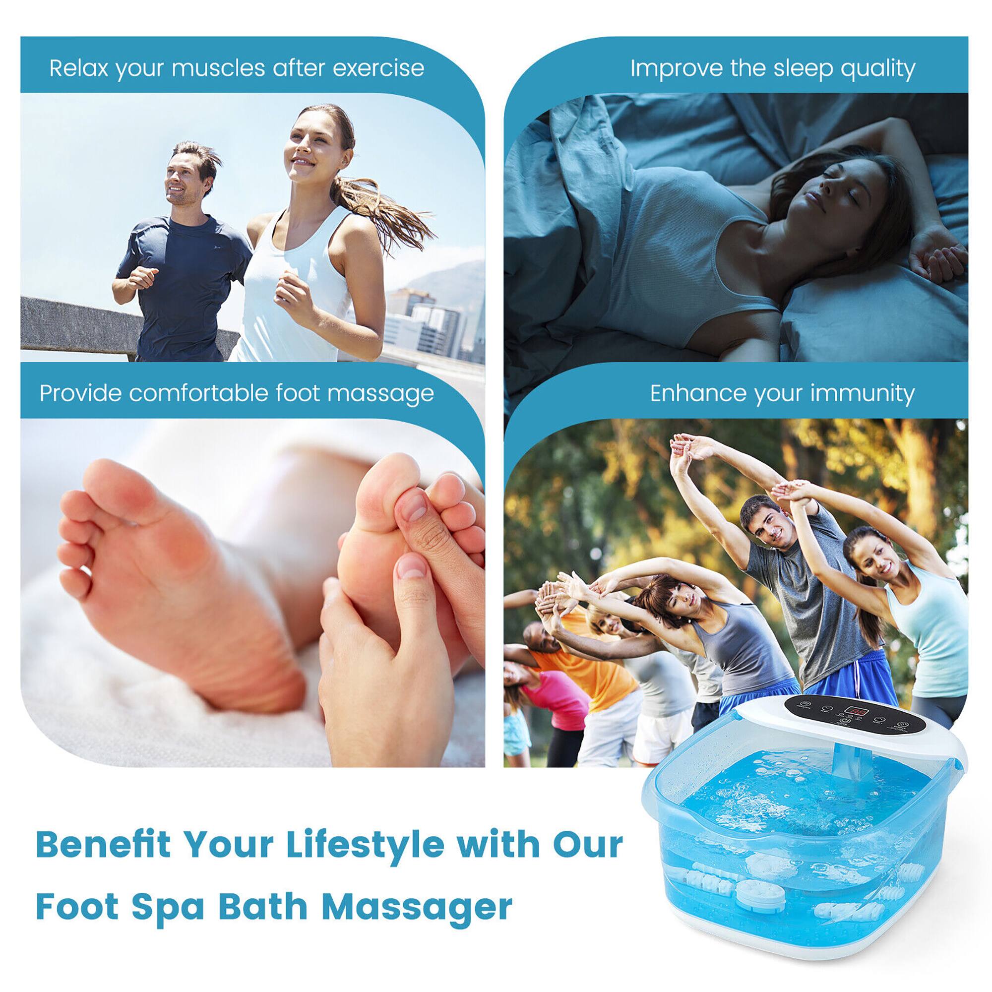 Relax your muscles after exercise  
Provide comfortable foot massage  
Improve the sleep quality  
Enhance your immunity  

Benefit Your Lifestyle with Our Foot Spa Bath Massager