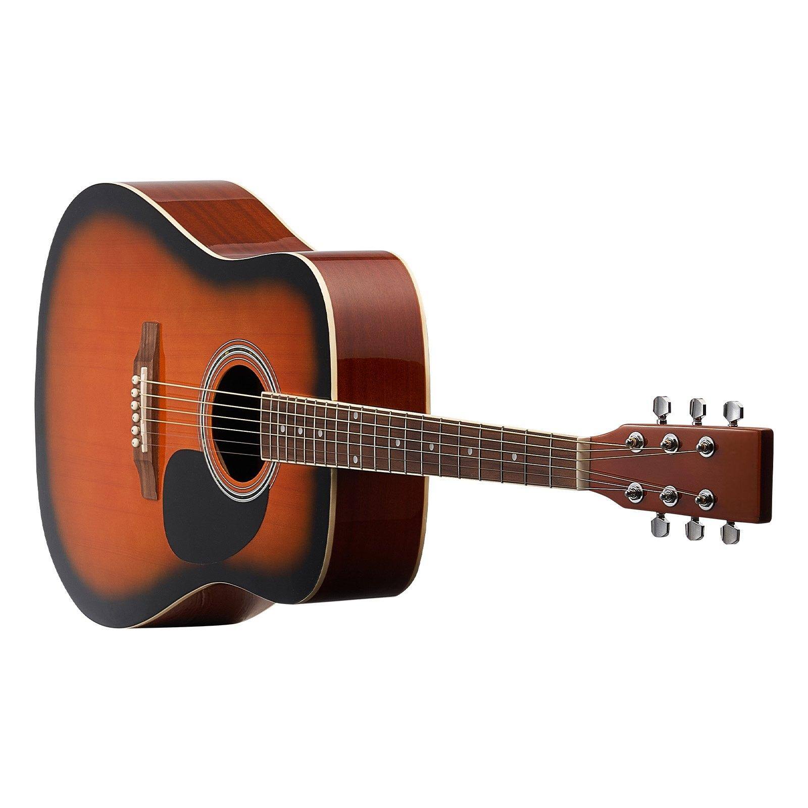 Alt View 10. Glintex - 41" Dreadnought Acoustic Guitar, Solid Spruce Top, 6-String, Beginner Set with Gig Bag, Tuner, Strap, Capo, Picks - Sunburst.