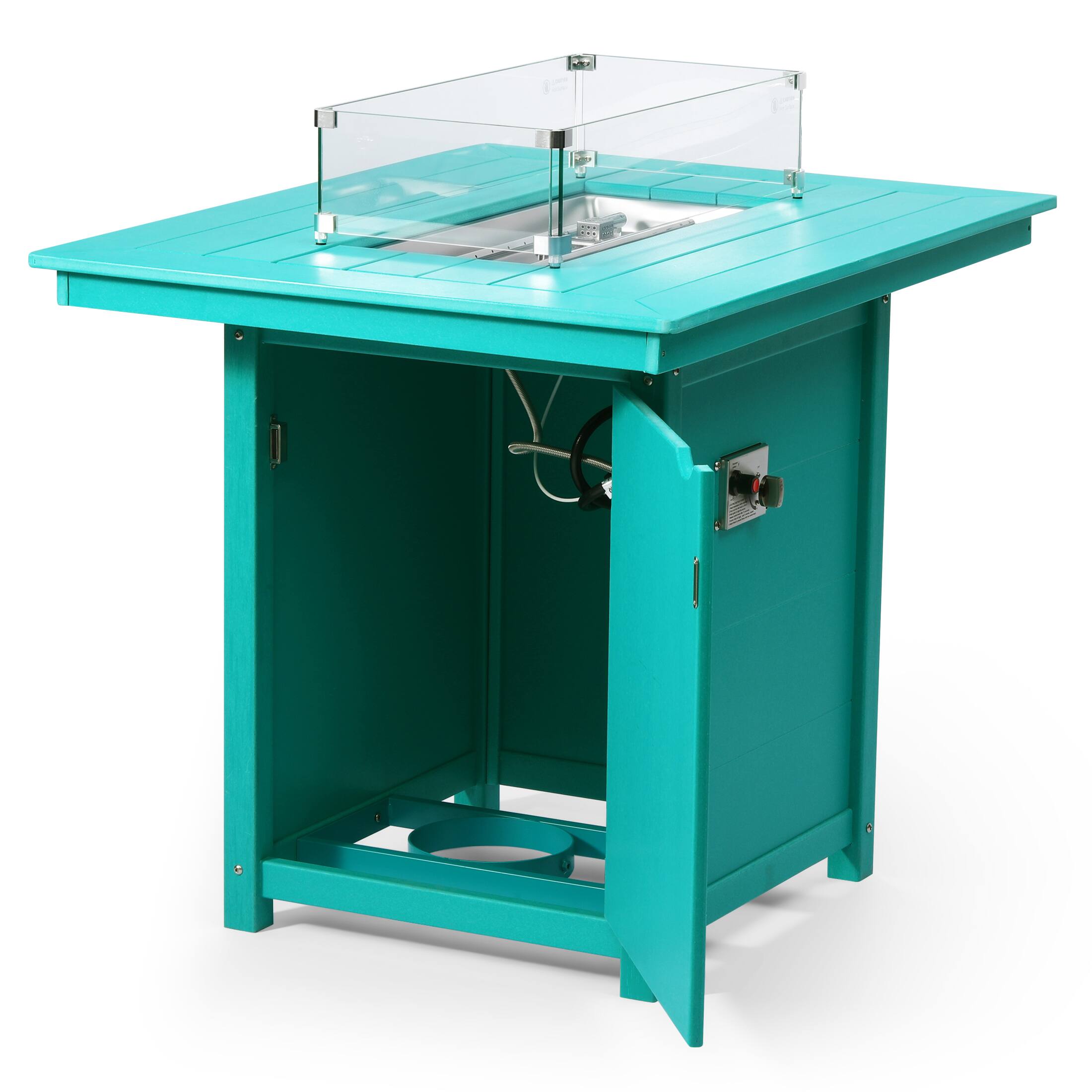 Left. WestinTrends - WestinTrends Helios 46" Modern Outdoor Patio Gas Propane Rectangle Fire Pit Table - Turquoise.
