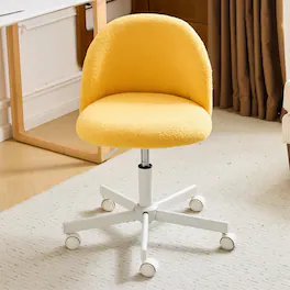 Winado - Rolling Swivel Armless Vanity Computer Chair Comfy Small Office Chair with Wheels Lumbar Support for Home Office Bedroom - Yellow