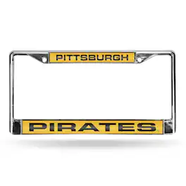 Rico Industries - Pittsburgh Pirates Yellow Chrome Metal License Plate Frame Holder - Multi