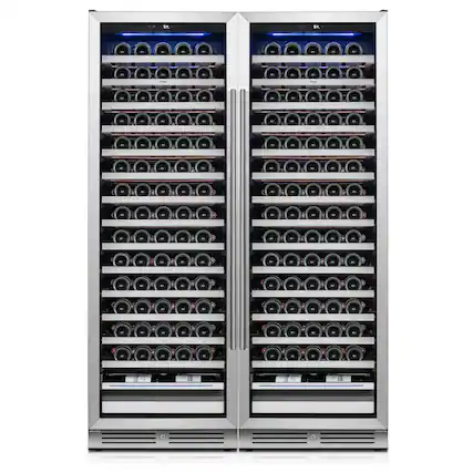 Front. Yeego - 48 inch Wine Cooler Refrigerator, 335-Bottle , 40°F-65°F , Built-in or Freestanding Wine Fridge for Home/Bar/Kitchen - Stainless Steel.