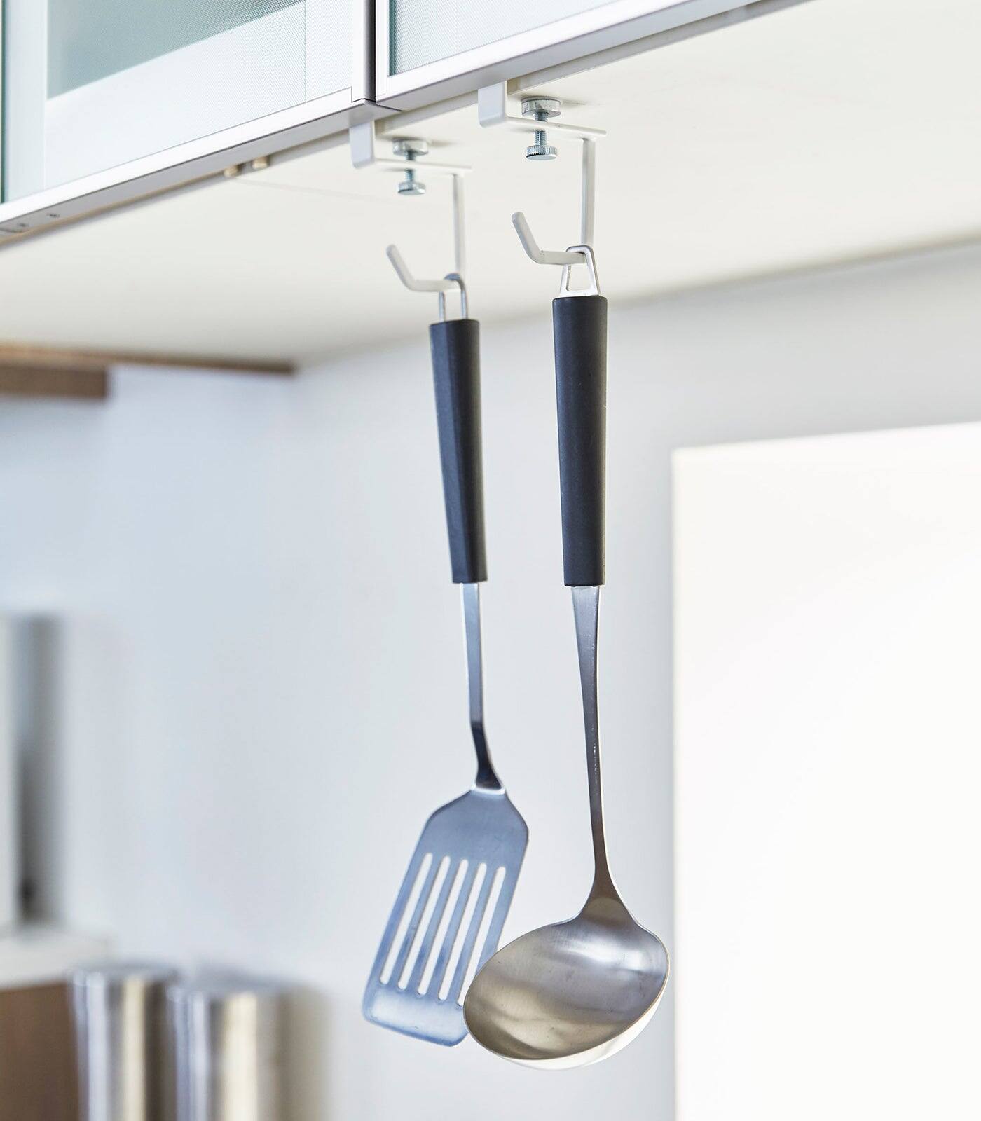 Angle. Yamazaki Home - Under-Shelf Hooks (Set of 2) - Steel - White.