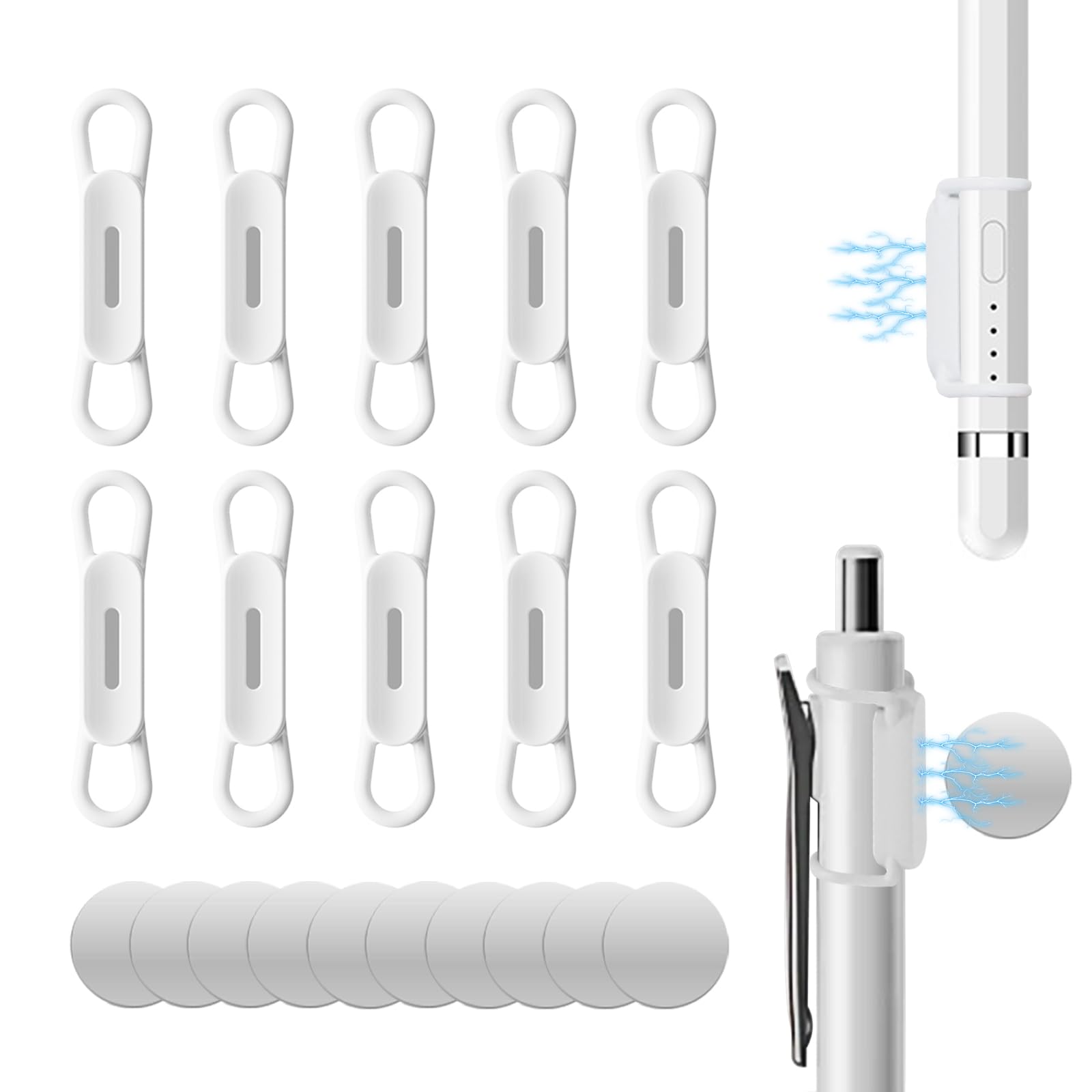 Front. DORLUKFU - 10 Pack Magnetic Pen Holder for Refrigerator, Adjustable Pen Pencil Holders, Silicone Flexibl Pencil Holder for.