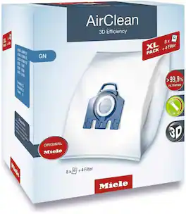 Miele - AirClean 3D GN Vacuum Cleaner Bags Pack of 8 10455150 - White