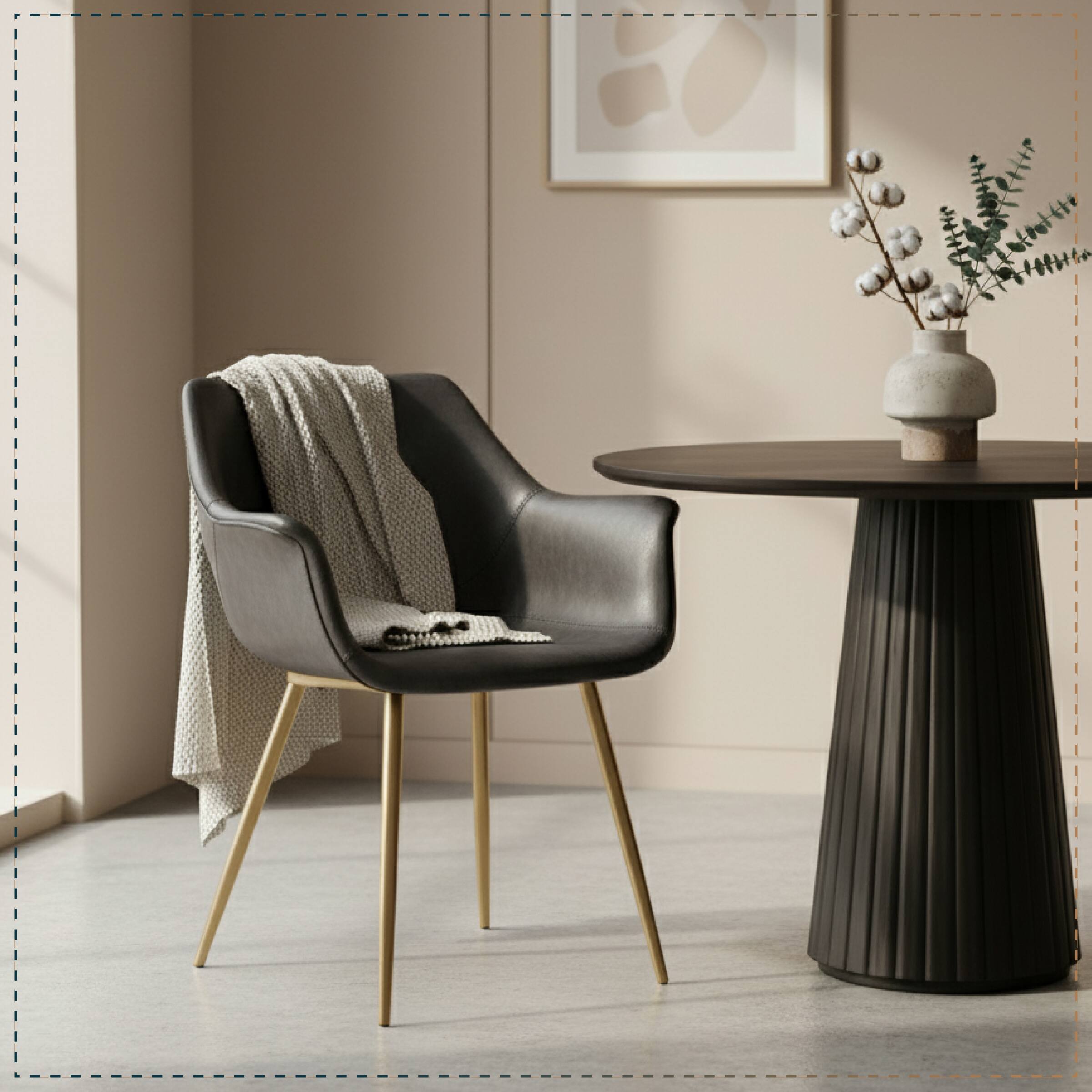 Angle. LeisureMod - Markley Modern Distressed Leather Dining Chair - Ergonomic Upholstered Accent Kitchen Chair with Metal Legs - Charcoal Black.