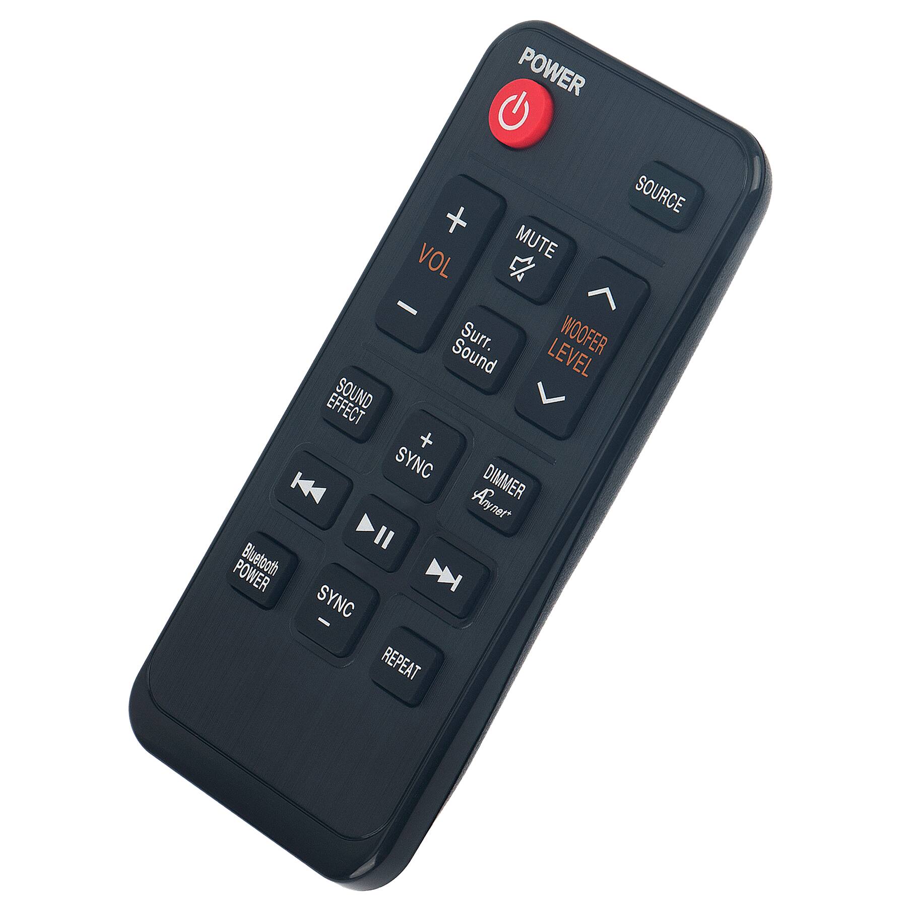 POWER  
SOURCE  
VOL +  
VOL -  
MUTE  
Surr. Sound  
WOOFER LEVEL  
SOUND EFFECT  
SYNC +  
SYNC -  
SYNC  
REPEAT  
Bluetooth POWER  
DIMMER Anyner*  
DIMMER Anyner*