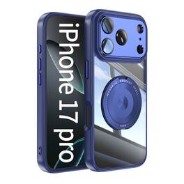 Dteck - Magnetic Case for Apple iPhone 17 Pro with Built-in Lens Protector, 360° Rotating Ring Stand Clear Shockproof Cover - Blue