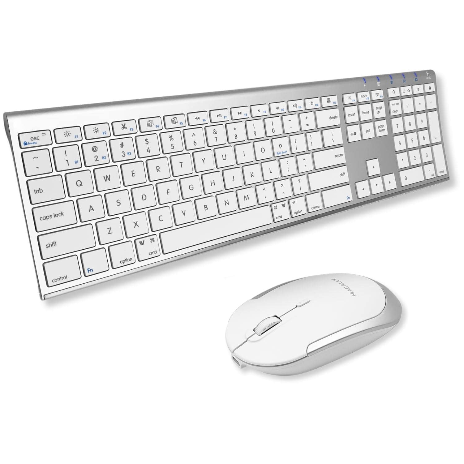 Pacoar Cade - And Mouse For | Compatible Wireless Combo (110 Keys Multi-device Rechargeable) Macbook Pro/air Imac - Aluminum Silver