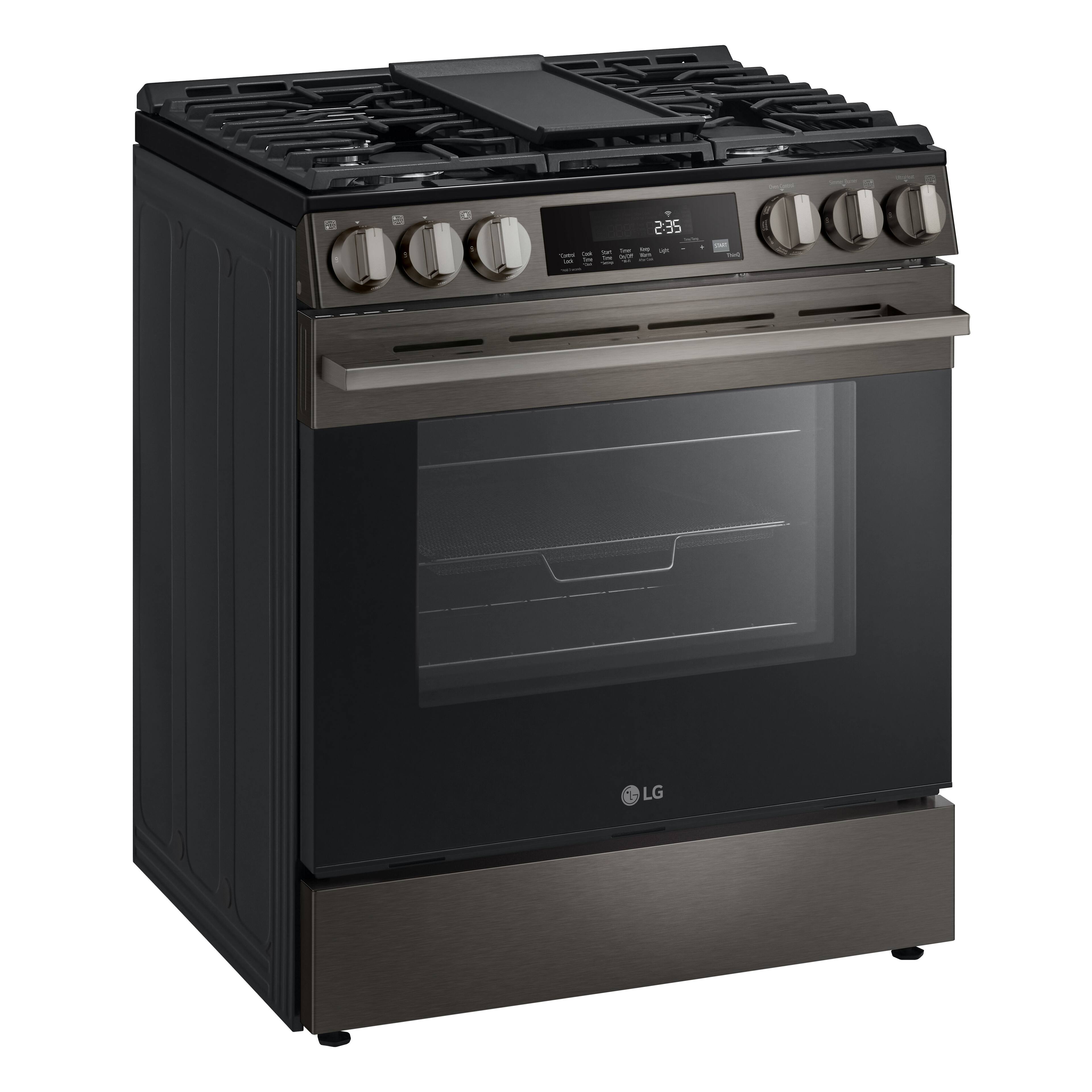 The text on the image reads "2:35 - FSE t LG." This text is likely related to the oven's features or settings, such as the time and temperature for a specific cooking mode. The "FSE" could stand for "Fast Start Eco," which is a feature that allows the oven to preheat quickly and efficiently. The "t LG" could refer to the temperature setting, which is set to LG's standard temperature settings.