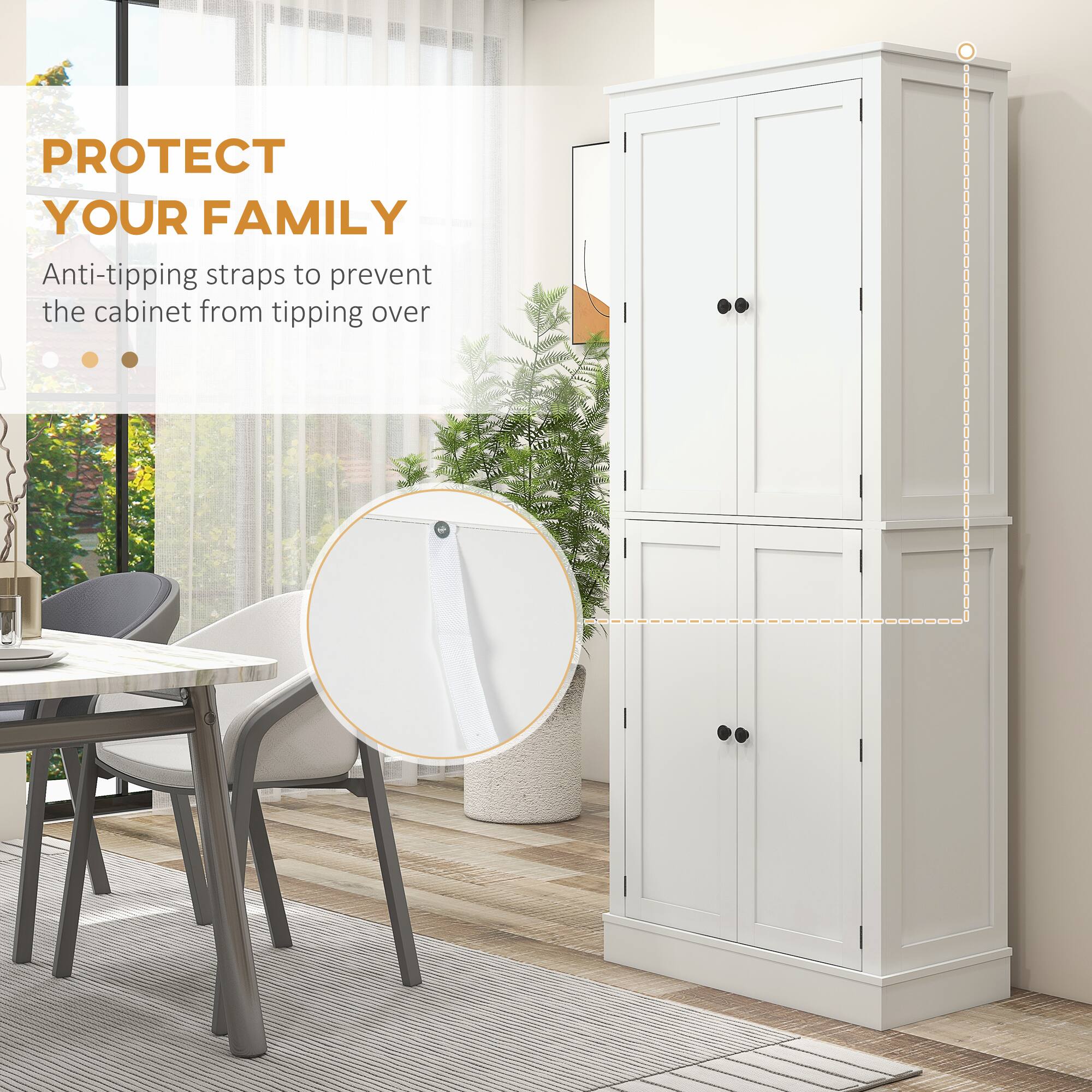 PROTECT YOUR FAMILY
Anti-tipping straps to prevent the cabinet from tipping over