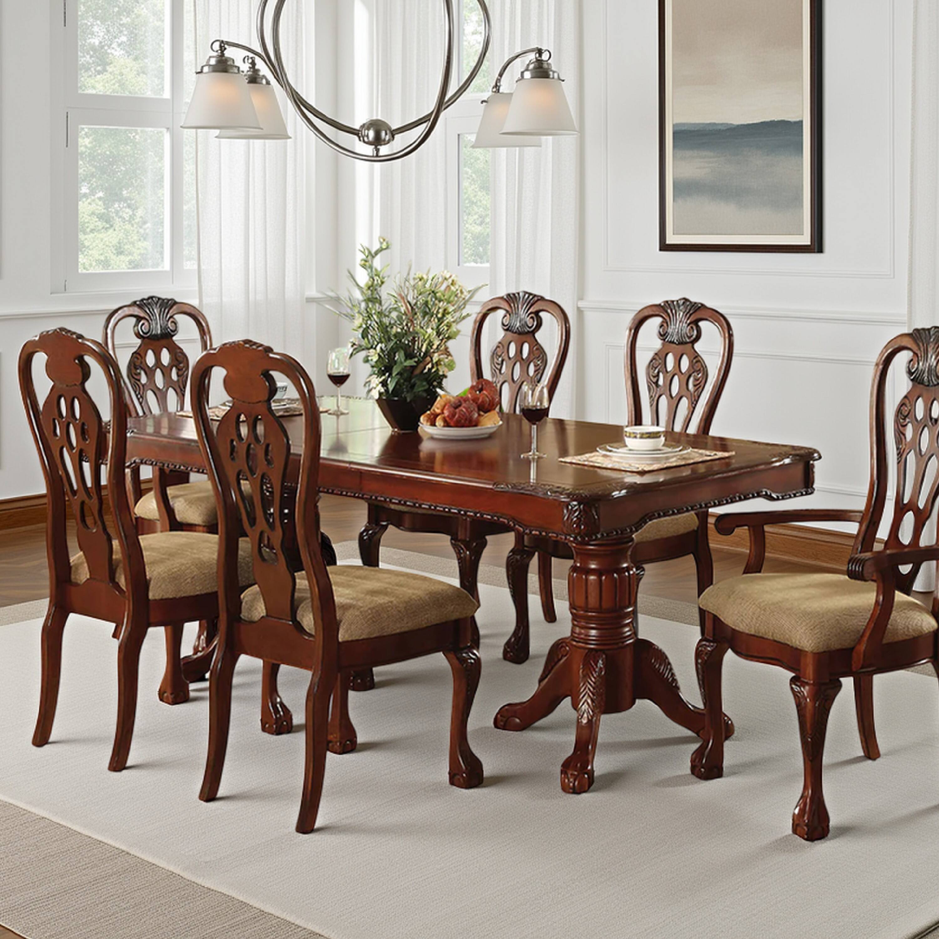 Alt View 5. Manhattan Lane - Heo Dining Table, 66-84 Inch Extendable Rectangular Top, Cherry Brown - Cherry Brown.