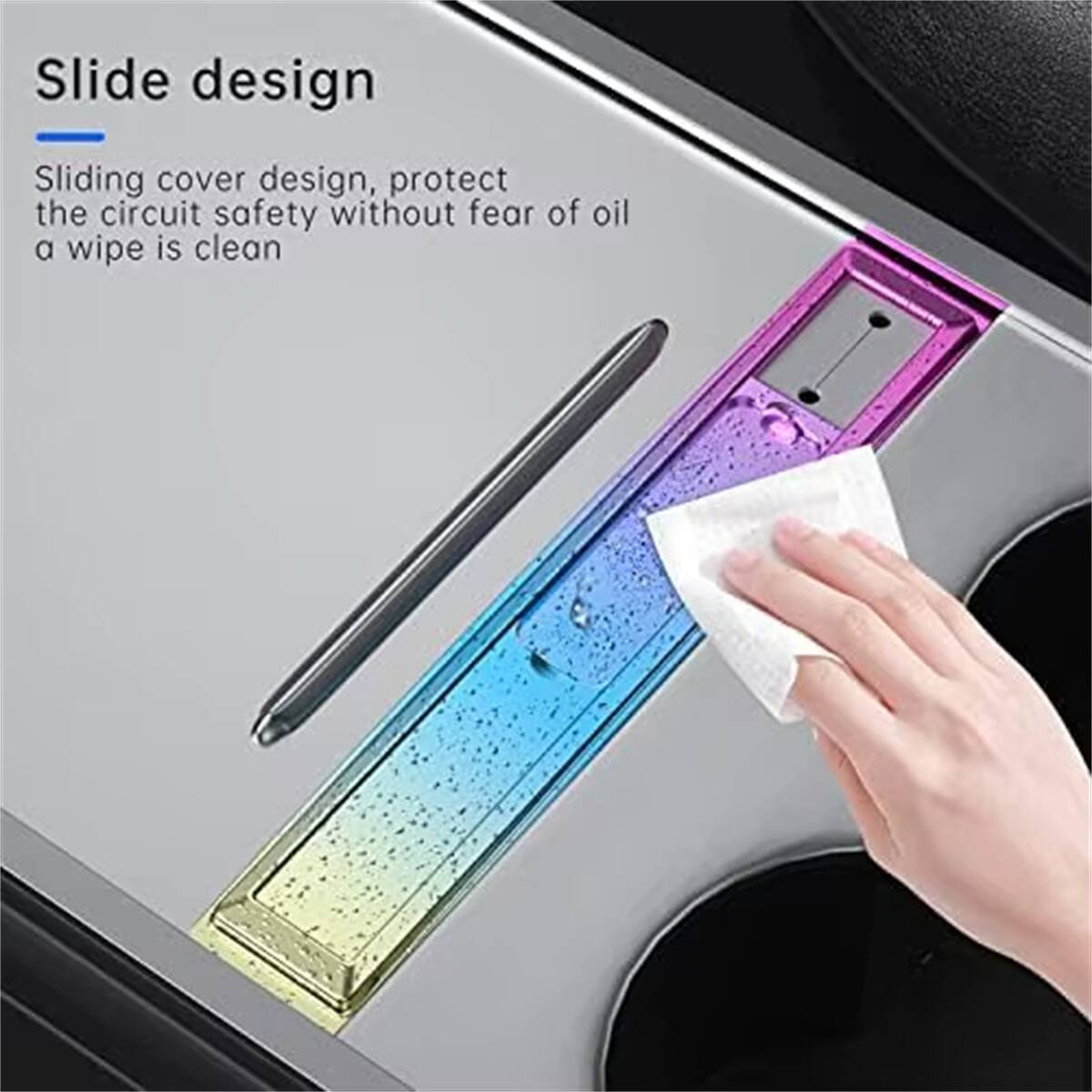 Slide design  
Sliding cover design, protect the circuit safety without fear of oil, a wipe is clean