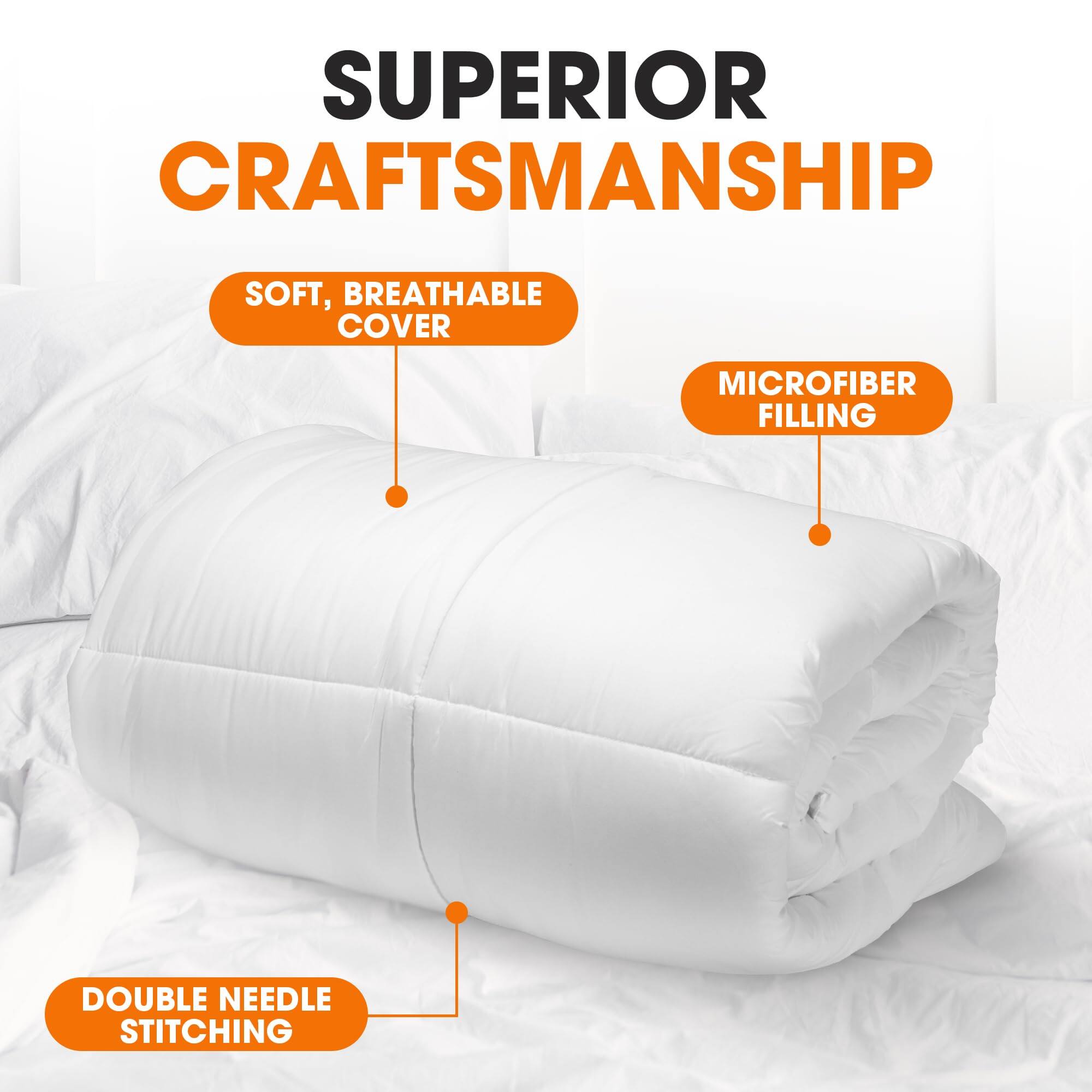 SUPERIOR CRAFTSMANSHIP  
SOFT, BREATHABLE COVER  
MICROFIBER FILLING  
DOUBLE NEEDLE STITCHING