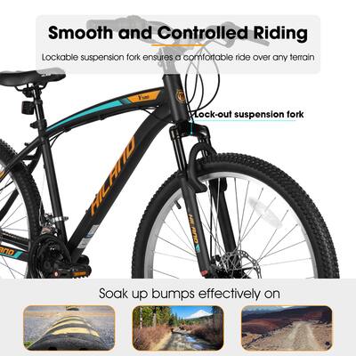 HILAND Mens Womens Mountain Bike, 26 Inch 18 Speed HI Ten Steel HILAND Mens Womens Mountain Bike, 26 Inch 18 Speed HI Ten Steel