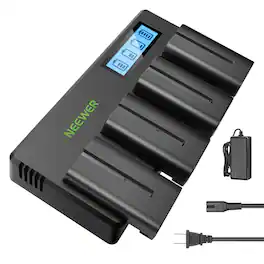 Neewer - 4x 2600mAh NP-F550 Batteries & Quad USB Charger Kit, for Field Monitor/Video Light