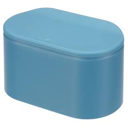Unique Bargains - Mini Trash Cans, 0.8 Gallon Press Type Small Desktop Trash Can with Lid for Home Office Car Bathroom - Lake Blue