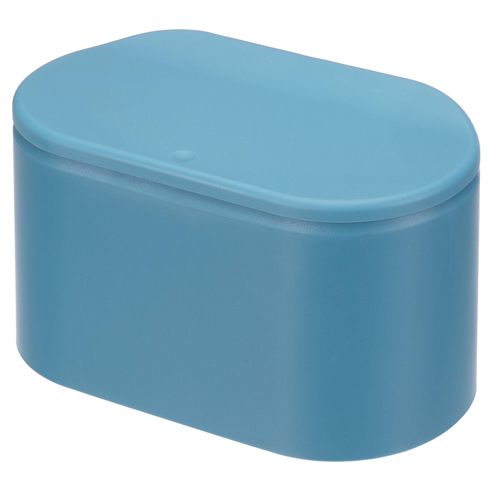 Front. Unique Bargains - Mini Trash Cans, 0.8 Gallon Press Type Small Desktop Trash Can with Lid for Home Office Car Bathroom - Lake Blue.