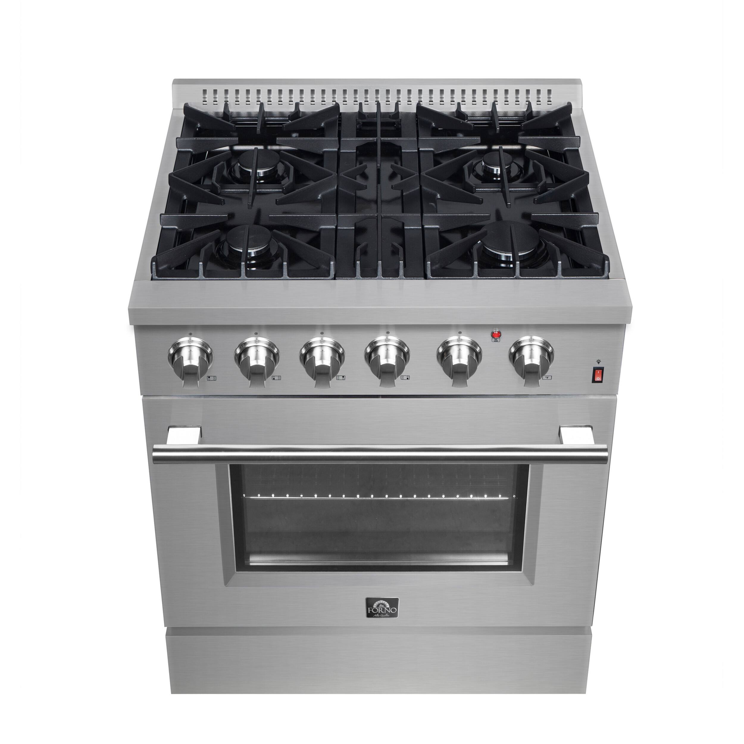 Alt View 3. Forno Appliances - Marco 4.32 Cu. Ft. Freestanding Dual Fuel Convection Range with Dual Ring Burner - Silver.