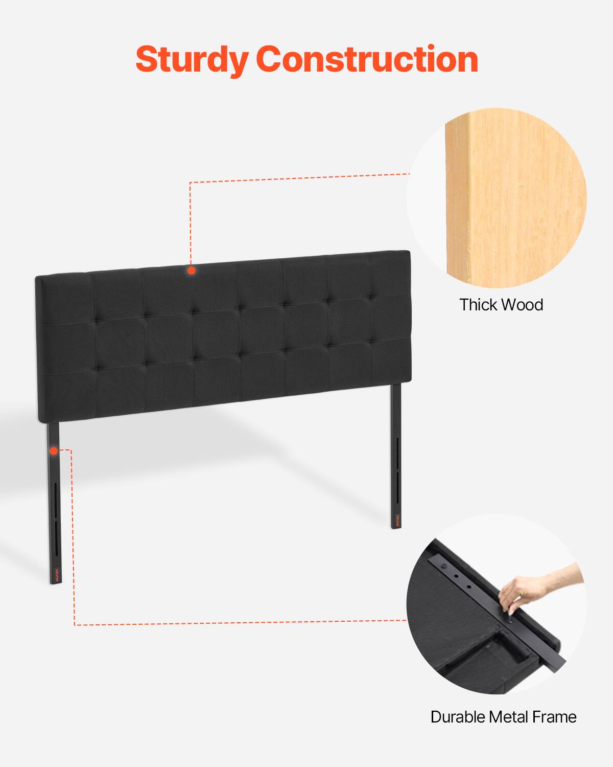 Sturdy Construction

- Thick Wood
- Durable Metal Frame