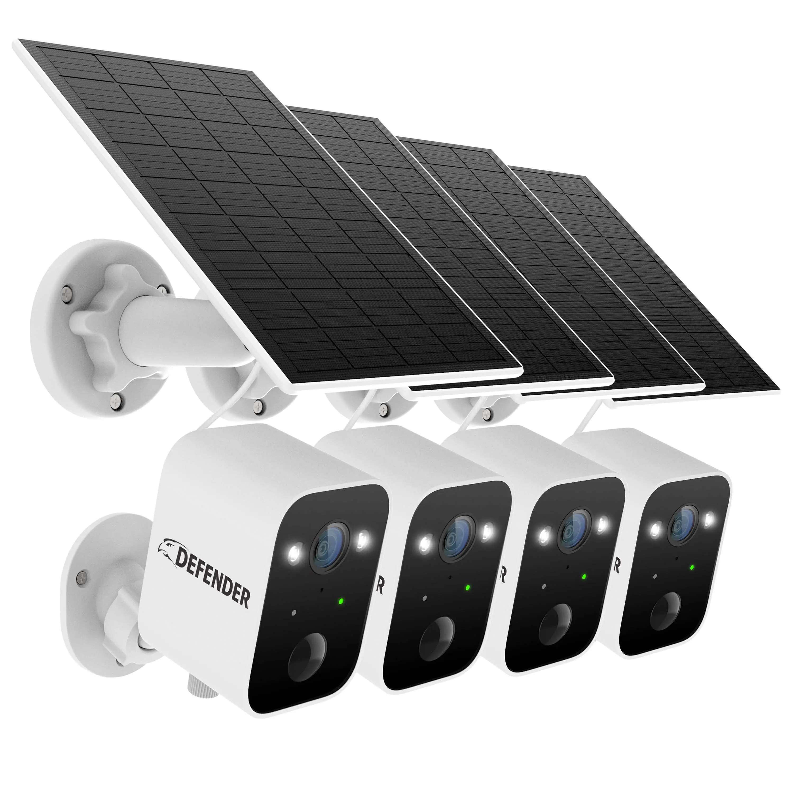 Front. Defender - Defender Solar Powered 4K AI Everwatch Wireless Security Camera with 3W Solar Panel, AI Detection, 4 Pack - white.